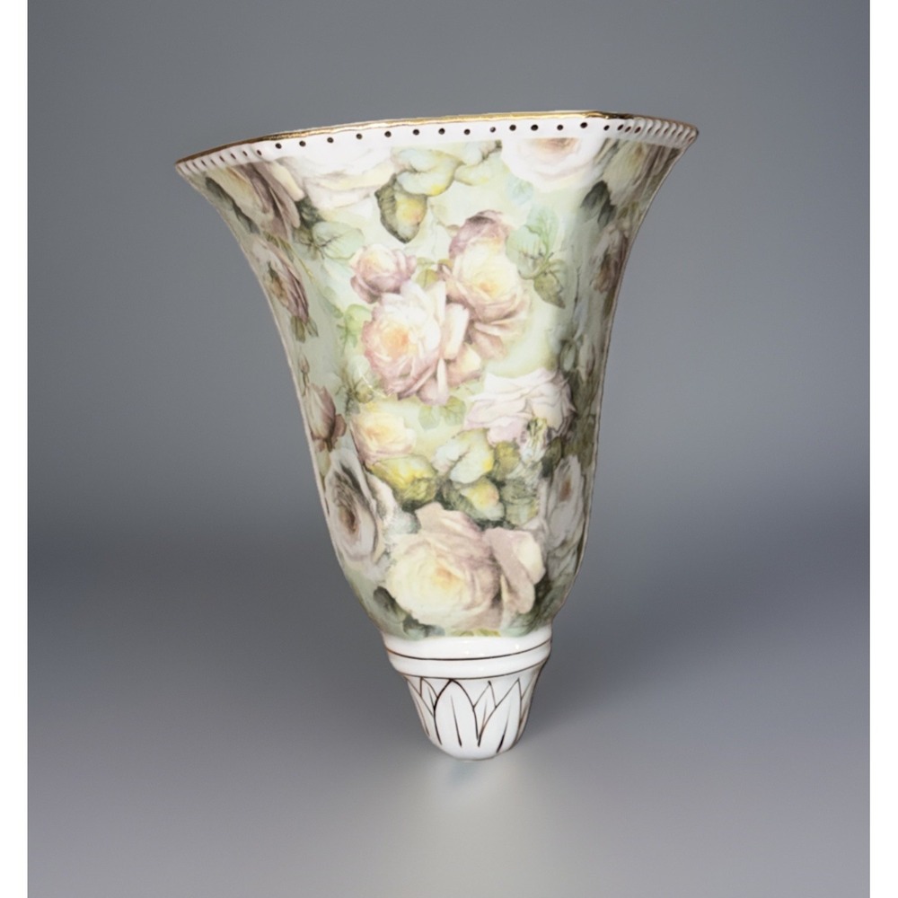 Vtg 50s Wall Pocket White Rose Chintz Collection Formalities By Baum Bros.